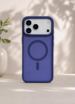 Чехол накладка силиконовый smoky case magsafe для iphone 17 pro max темно-синий