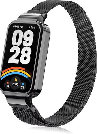 Металлический ремешок milanese loop для xiaomi mi band 9 active черный с элегантным дизайном