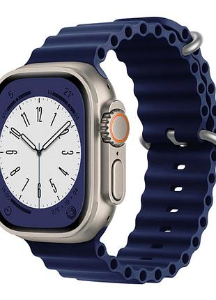 Ремінець ocean band design для apple watch series 3 42 mm 4 44 mm 7 45 mm 8 49 mm резиновий deep navy