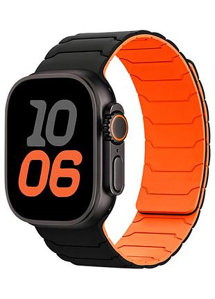 Ремінець hoco wa39 для apple watch 38 mm 40 mm 41 mm чорний з оранжевими вставками протиударний