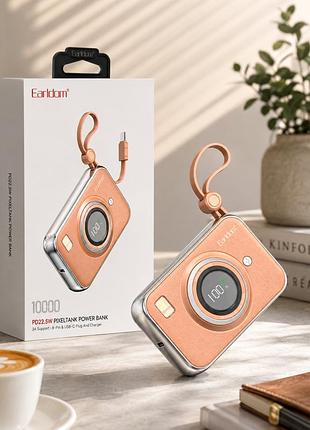 Повербанк 10000 mah earldom et-pd56 коричневый для зарядки устройств