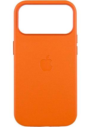 Чехол накладка pu кожа с magsafe для apple iphone 17 pro защита камеры оранжевый