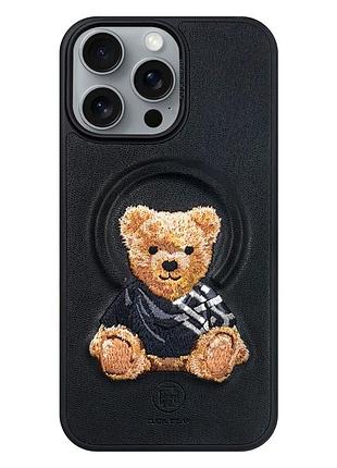 Чехол накладка polo из pu кожи с magsafe для apple iphone 16 pro черный