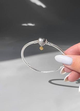 Браслет-бангл pandora пандора із застібкою-серцем disney s925 ale