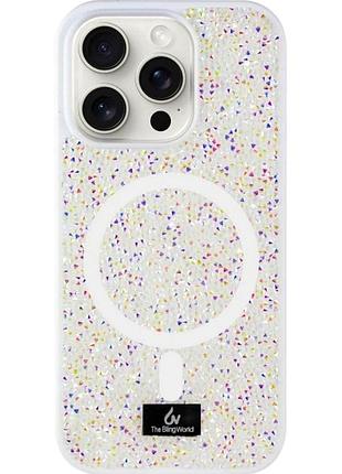 Чохол накладка bling world rock case з magsafe для iphone 16 pro поліуретановий білий із захистом камери