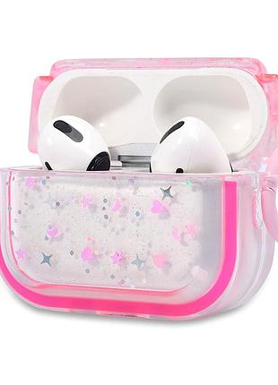 Чехол прозрачный силиконовый для apple airpods 2 с кольцом защита от ударов розовый