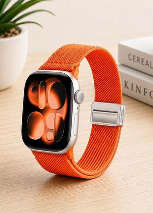 Ремешок striped magnetic buckle strap для apple watch series 3 42 mm 4 44 mm 7 45 mm 8 49 mm оранжевый с магнитной застежкой