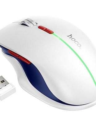Беспроводная мышь hoco gm40 белая 2.4g bluetooth 7 кнопок dpi 800 1200 1600 размер 115х71х39 мм вес 90 г