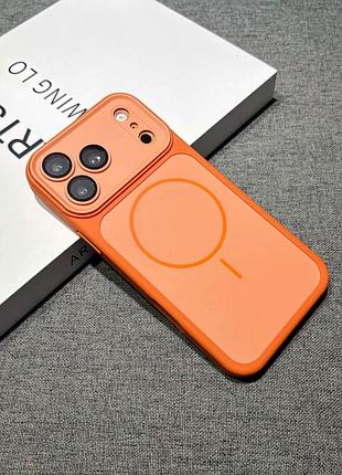 Чехол силиконовый full camera armor case с magsafe для iphone 17 защита камеры оранжевый