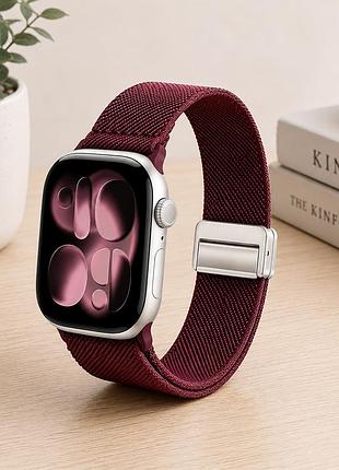 Ремешок striped magnetic buckle strap для apple watch series 3 42 mm 4 44 mm 7 45 mm 8 49 mm красный.