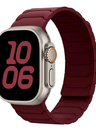 Ремінець armor magnetic band для apple watch series 3 38 mm 4 40 mm 7 41 mm силиконовый бордовый