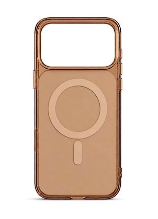Силиконовый чехол gloss case с magsafe для apple iphone 15 pro коричневый с защитой камеры