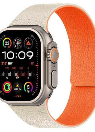 Ремінець magic silicon для apple watch series 3 42 mm 4 44 mm 7 45 mm 8 49 mm з м'якого силікону starlight&orange