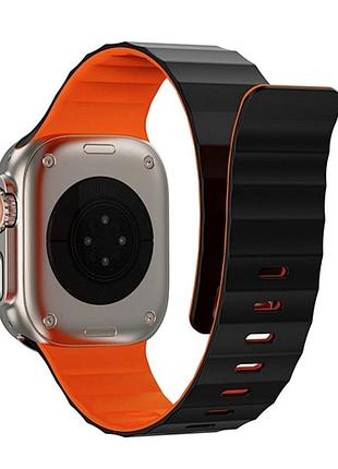 Ремінець wiwu wi-wb301 для apple watch series 3 4 7 8 42 44 45 49 mm чорний з оранжевими акцентами