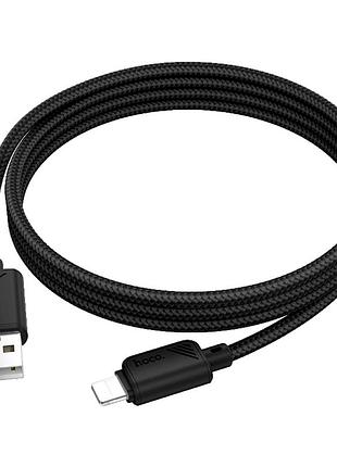 Кабель usb to lightning 2.4a 1м черный hoco x113
