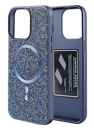Чехол накладка swarovski case с magsafe для iphone 15 pro max пластиковый tpu защитный с эффектом blue