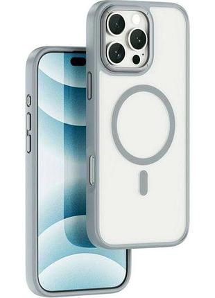 Чехол armor pro case с magsafe для iphone 16 pro max полиуретановый серый с защитой камеры