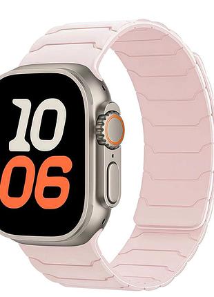 Ремешок armor magnetic bracelet для apple watch series 3 42 mm 4 44 mm 7 45 mm 8 49 mm силиконовый розовый песок