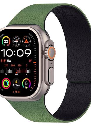 Ремінець magic silicon для apple watch series 2 38 mm series 4 40 mm series 7 41 mm темно-зелений з чорним