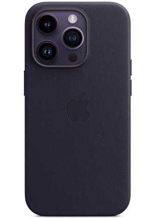 Чехол накладка из pu кожи с magsafe для apple iphone 14 pro черный с защитой камеры