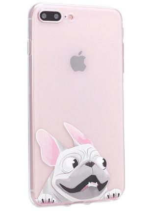 Чехол tpu накладка beagle для iphone 7 plus 8 plus с защитой камеры и дизайном dog 6 серый