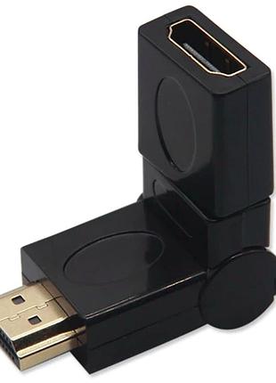 Перехідник hdmi 360 градусів m-f чорний для під'єднання комп'ютерних аксесуарів