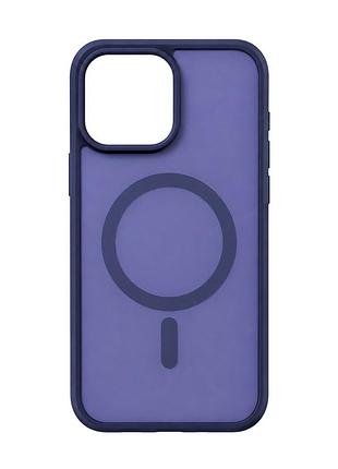 Чохол силіконовий smoky case з magsafe для iphone 14 pro max захист камери темно-синій