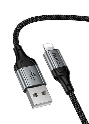 Кабель usb lightning 2.4a 1м для быстрой зарядки hoco x121 алюминиевый сплав пружинный плетеный провод