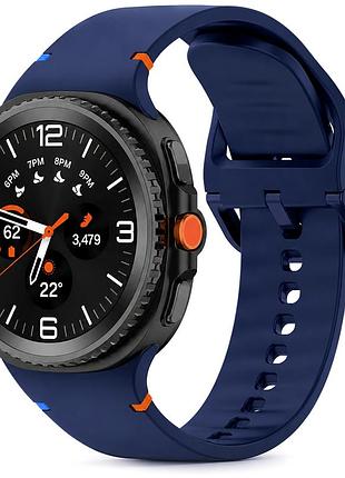Ремінець silicone для samsung watch 8 металевий з максимальним комфортом темно-синій