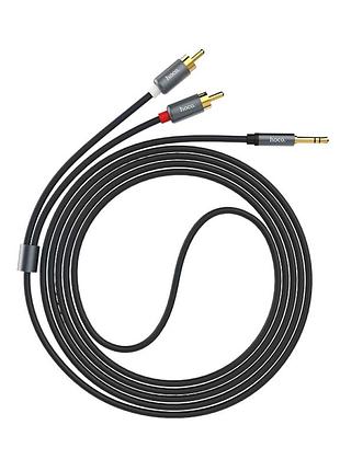 Аудио-кабель rca 2xrca 3.5mm длина 1.55м цвет металлический серый hoco upa10