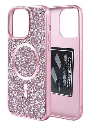 Чехол накладка swarovski case с magsafe для iphone 16 pro max пластиковый tpu розовый