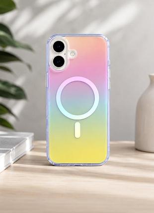 Чехол накладка rainbow case с magsafe для iphone 17 полиуретановый с защитой камеры blue