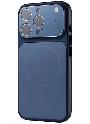 Чехол накладка ag glass case с magsafe для iphone 17 pro max полиуретановый защитный с усиленными углами синий