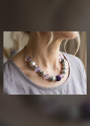 Оригинальное винтажное ожерелье с разноцветными бусинами 💜🩷
