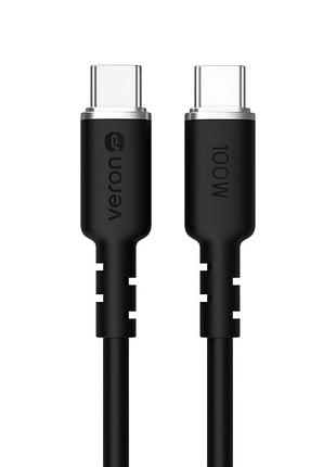Кабель usb c to c 100w pd 2м силиконовый для быстрой зарядки телефонов и планшетов модель veron cc07