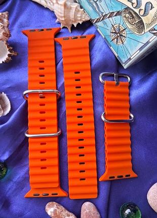 Ремешок, браслет ocean band design 42/44/45/49 мм, оранжевый для apple watch