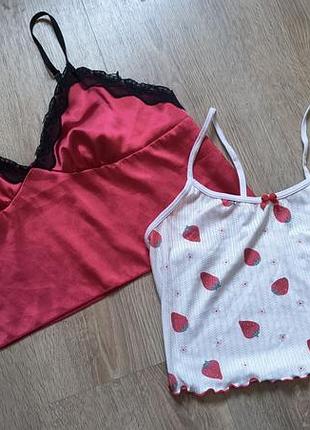 Большой распродаж 🌷 2 топа для сна на красной есть несколько незначительных заточек цена за 2 шт