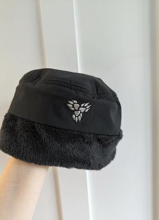 Жіноча зимова шапка jack wolfskin womens ladies softshell highloft winter hat чорна з хутром панамка женская шапка спортивная спортивна для спорту