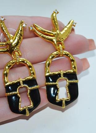 Роскошные серьги замок со скважиной птица голубь schiaparelli сережки