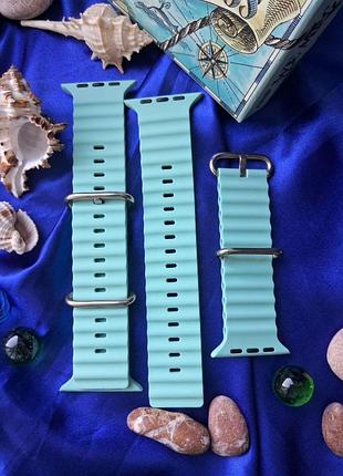 Ремешок, браслет ocean band design 42/44/45/49 мм, голубой для apple watch