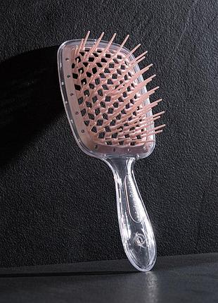 Щітка для волосся hollow comb superbrush plus clear-light pink