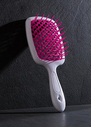 Щітка для волосся hollow comb superbrush plus white-pink