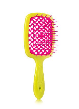Расчёска для волос hollow comb superbrush plus yellow - pink