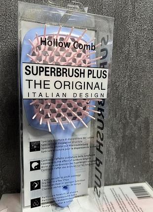 Щітка для волосся hollow comb superbrush plus blue- light pink