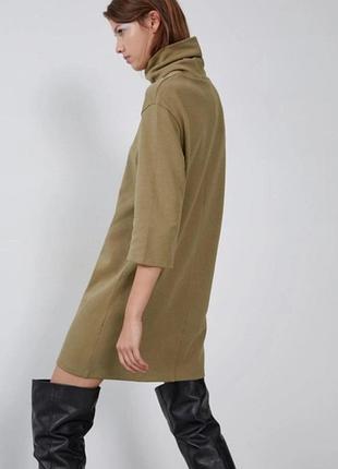 Оливковое женское короткое платье zara