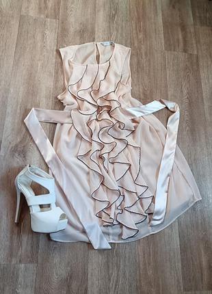 Легкое и невесомое платье нюдового цвета из жабо от new look