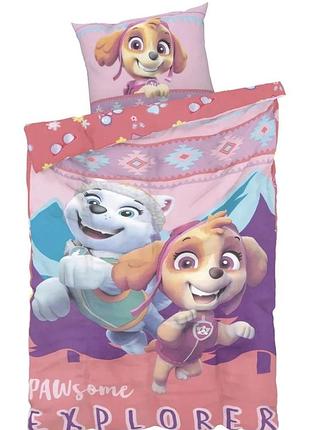 Дитяча перкалева постільна білизна pawsome explorer 135 x 200 см - paw patrol
