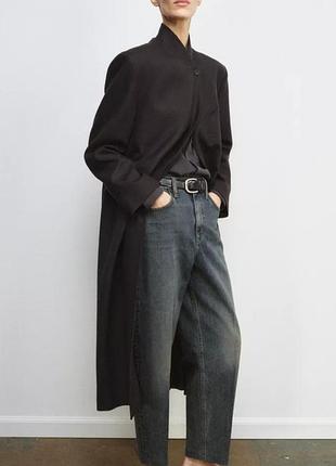 Довгий вовняний жакет пальто тренч zara