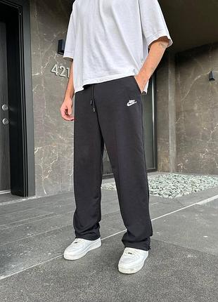 Штани чоловічі спортивні nike, чорні, прямий крій, бавовна, на шнурку, s-xl