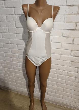 Корегуючий боді-корсет молочного кольору m&s, м, 36а